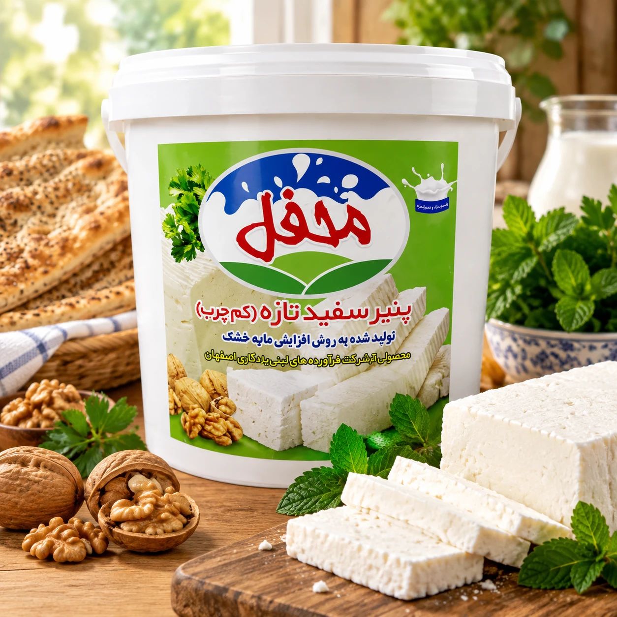 پنیر سفید یو اف سطلی 10 کیلویی محفل