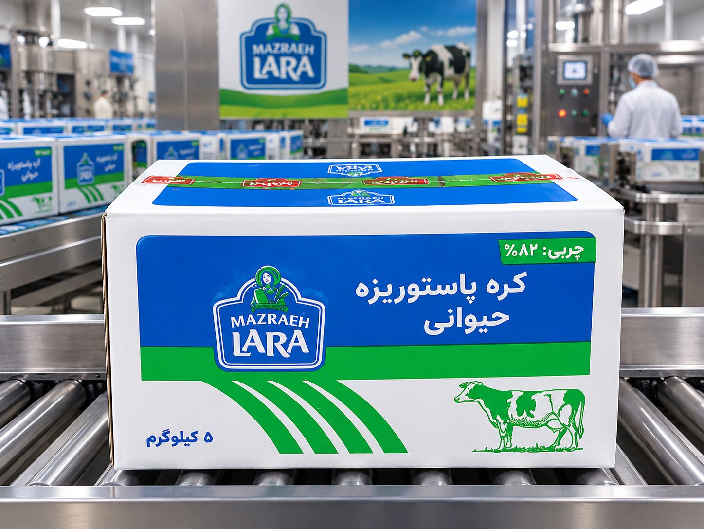 کره پاستوریزه حیوانی مزرعه لارا 5کیلویی-چربی82درصد
